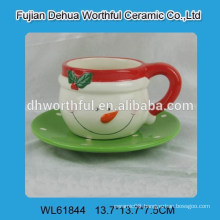 New style Christmas ceramic snowman cup and saucer